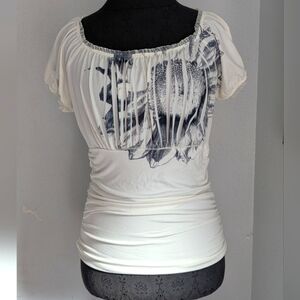 Moa Moa Y2K Milkmaid Digital Sunflower Print Blouse